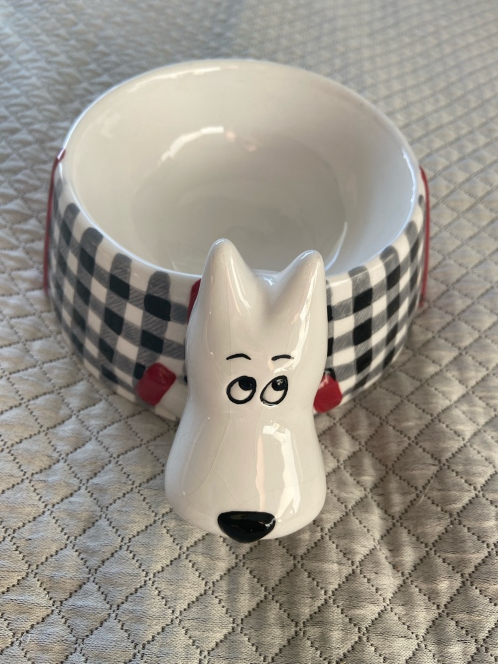 Studio Nova White Ceramic Dog Bowl with Black Logo